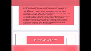 Ethnography and Phenomenology
