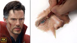 Real Time Drawing Doctor Strange(Benedict Cumberbatch) in Colored Pencil || Part 1