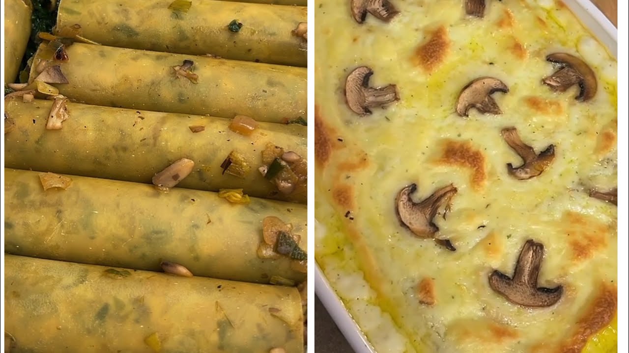 Vegetarische selbst gefüllte Cannelloni mit Pilz-Lauch Füllung 👩🏼‍🍳🌺 ...