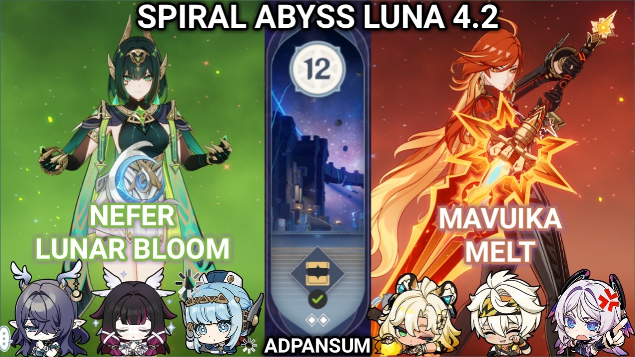 Spiral Abyss Luna 4.2 || Floor 12 || Nefer C0 & Mavuika C0 || Genshin Impact