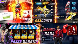 AMANHÃ!! NOVA ATUALIZAÇÃO DE NATAL? DESCONTO NA UMP, PASSE BARATO E JAQUETA SANTANDER - FREE FIRE