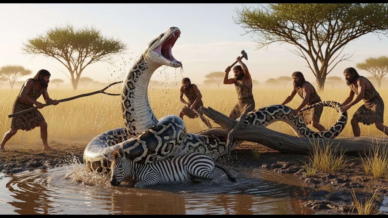 “3.8 Million Years Ago: Early Humans vs Giant Python – The Deadliest ...