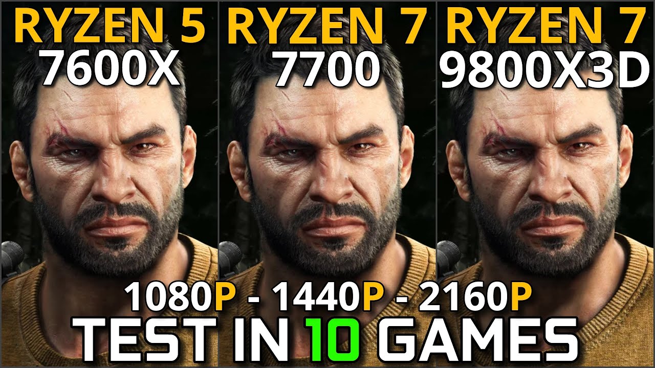 RYZEN 5 7600X vs RYZEN 7 7700 vs RYZEN 7 9800X3D | RTX 5070 Ti | 1080p, 1440p, 4K | Bottleneck Test