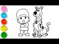 Cute Scooby-Doo With Pocoyo Drawing, Painting and Coloring For Kids and Toddlers_ Easy Art