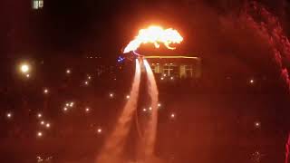 Летающие Люди в городе Орёл. Ночное флайборд шоу с огнеметами. Открытие фонтанов