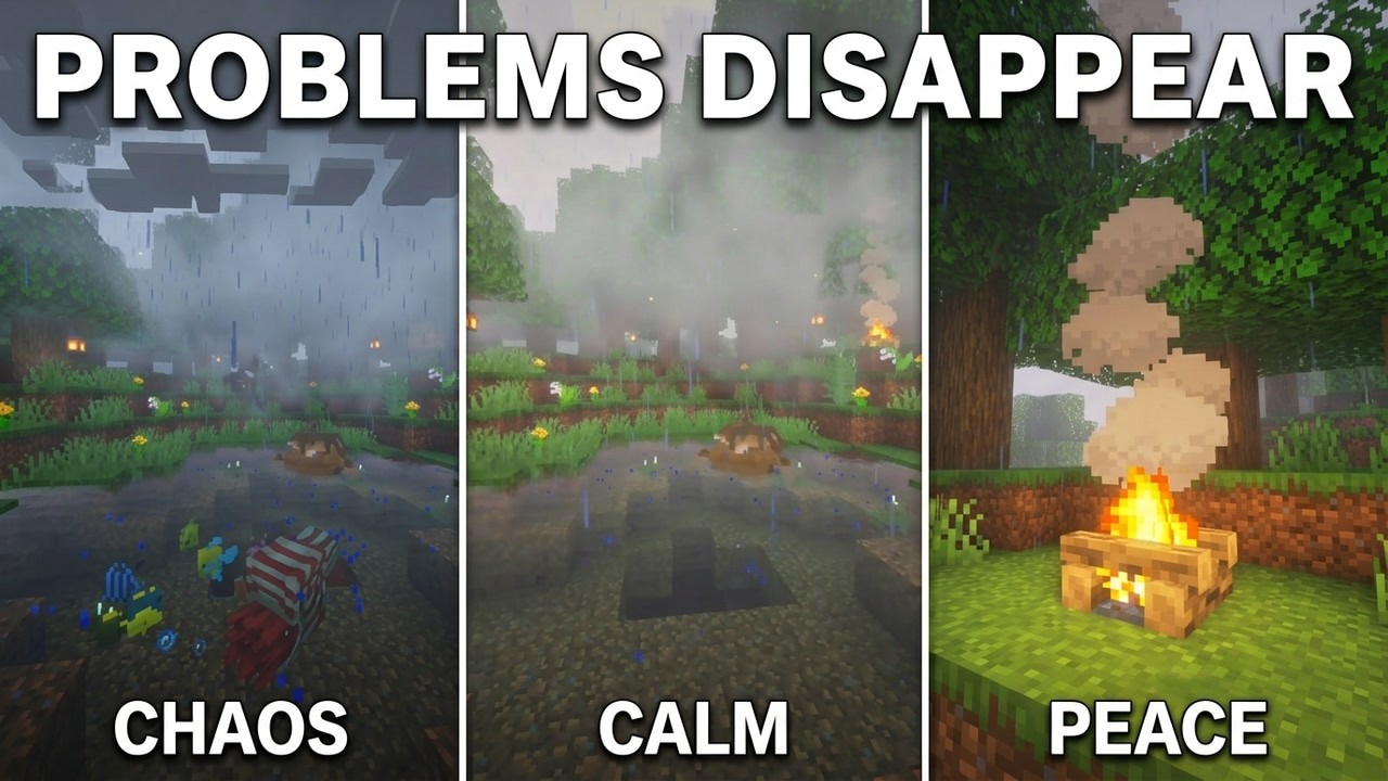 Your problems don't exist here 😌 | Minecraft Rainy Forest Ambience with Crackling Fire Sounds