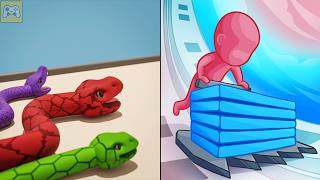 Colorful Snake vs Stack Colors ✦ ASMR Gameplay Android iOS • 2048 Number Merge Race Games screenshot 5