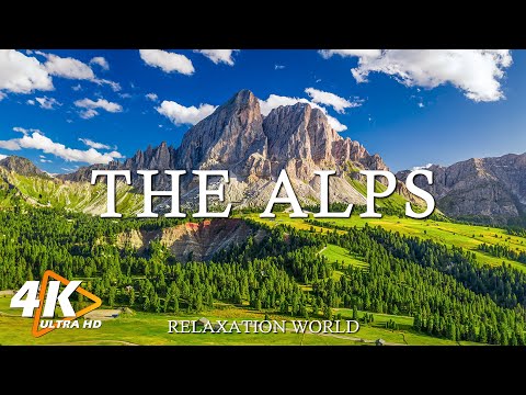 FLYING OVER THE ALPS 4K UHD - Relaxing Music Along With Beautiful Nature Videos - Natural Landscape