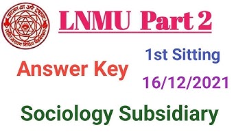 Lnmu ba part 2 sociology answer key 2021