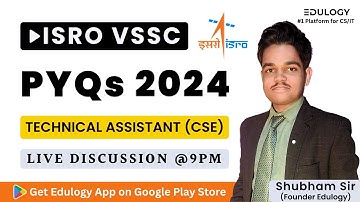 ISRO VSSC Technical Assistant Computer Science Feb 11, 2024 Paper Analysis By Shubham Sir #isropyqs