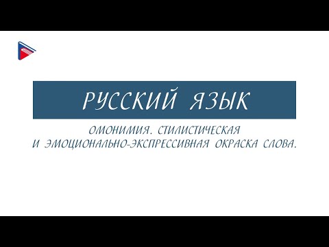 6 класс Русский язык Омонимия. Стилистическая и эмоционально-экспрессивная окраска слова