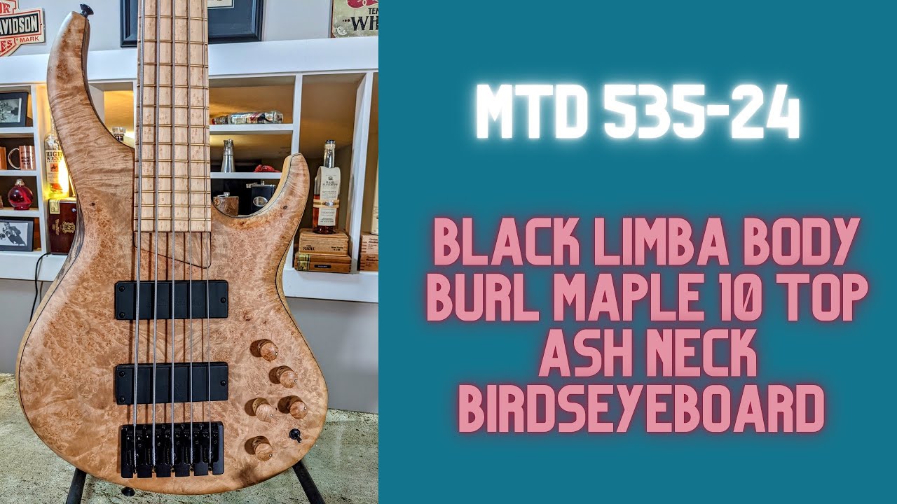 MTD 535-24 Black Limba Body, Maple Burl 10 top, Ash Neck with Birdseye Fingerboard