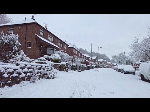 Leek Village Snow Walk, English Countryside 4K