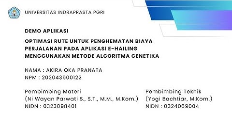 DEMO TUGAS AKHIR BERBASIS WEB | SIMULASI RUTE OPTIMAL DENGAN ALGORITMA GENETIKA | 2024