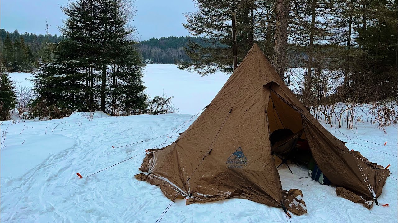 Frozen Lake Serenity | Solo Hot Tent Camping on Crown Land