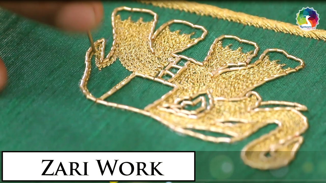 Zari work hd video on elephant design  indian hand embroidery  youtube Zari work hd video on elephant design  indian hand embroidery  youtube