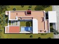 Plano de Casa Campestre Moderna en Forma de L (TERRENO 15x35 METROS) - área 220 m2