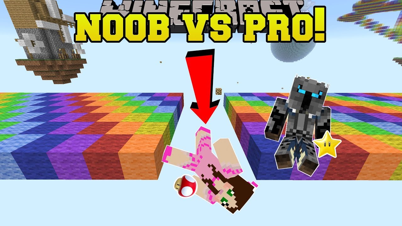 Minecraft: NOOB VS PRO!!! - RAINBOW ROAD!! - Mini-Game 