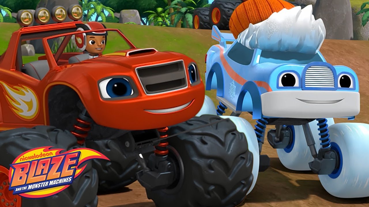 Blaze Rescues a Snow Truck Monster Machine From Melting! w/ AJ