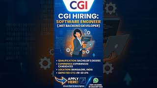 #CGIHiring#DotNetDeveloper#BackendDeveloper#SoftwareEngineerJobs#DotNetJobsLocation &Level#jobsathi