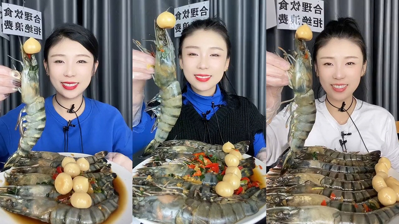 【MUKBANG】Black Tiger Shrimp🦐🧄🍋🌶#Seafood#ASMR#yummy