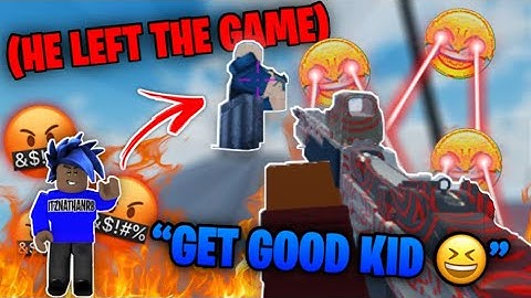 I made ItzNathanRB Rage Quit in A Roblox Arsenal 1v1...