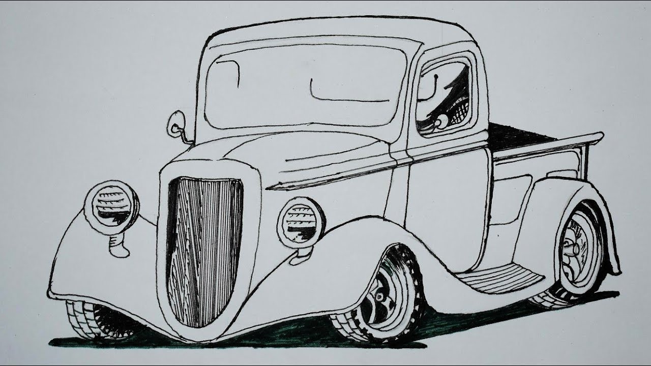 How To Draw A Classic Car Step By Step Youtube