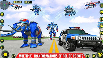 Futuristic Police Elephant 🐘 Robot Airplane Transport Game 2025 - Android Gameplay