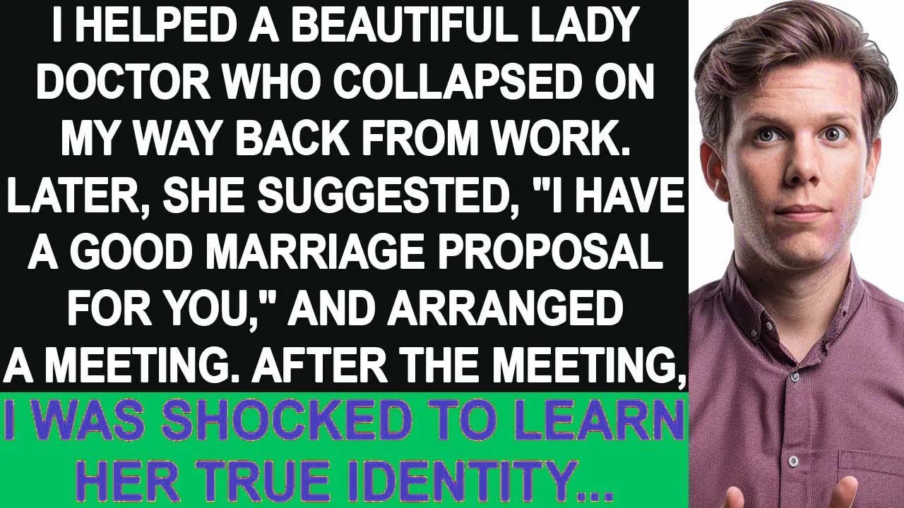 I helped a lady doctor. Later, she suggested a proposal for me. I was shocked to learn her identity.