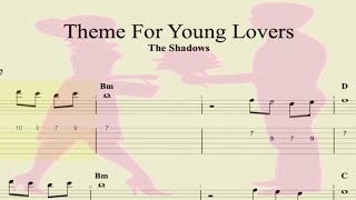Learn "Theme for Young Lovers" by The Shadows with this TABS play along trainer with chord symbols screenshot 4