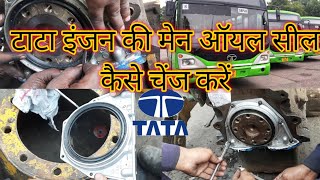 TATA Bus 6 Cylinder Engine Main Oil Seal leakage || Cummins engine oil seal replacement #engine screenshot 5