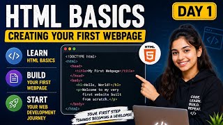 HTML Basics Day 1 | Create Your First Webpage 💻 | HTML Tutorial for Beginners in Hindi.#htmltutorial
