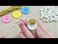 Amazing hand embroidery button flower design trick  sewing hack  super easy flower making idea