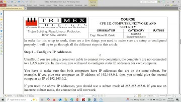 Connecting two Computers using a Crossover Cable