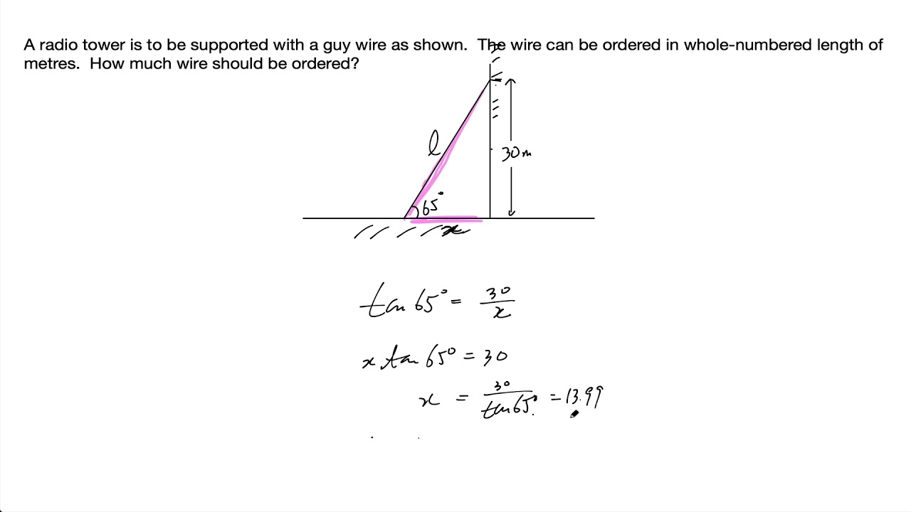 Two step problem using Tangent Ratio with No Sine or Cosine being used - YouTube