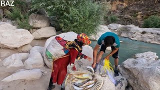 Interesting fishing of nomadic man and girl | part 1