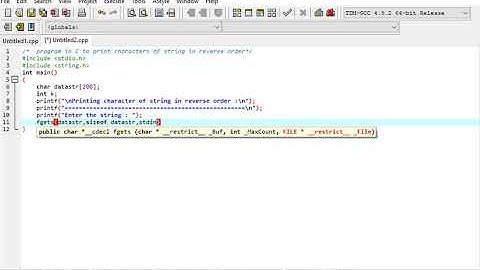 program in C to print characters of string in reverse order