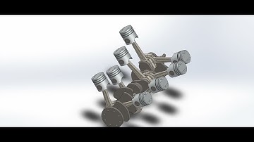 v8 engine solidworks | four stroke diesel engine |  4 stroke engine animation | engine assembly