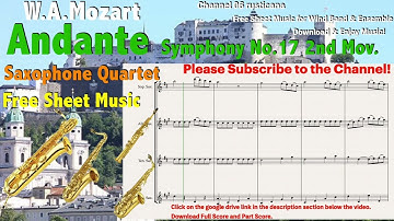 Mozart:Andante(Symphony No.17 2nd mov.) Saxophone Quartet Free Sheet Music Download 06 eusticana