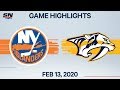 NHL Highlights | Islanders vs. Predators – Feb. 13, 2020