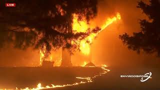 KWTV News 9 StormTrackers Val and Amy Castor witness a home on fire in Stillwater, OK on 3-14-25.