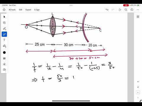 A convex lens and a convex mirror of radius of curvature 20 cm are placed co-axially with the convex