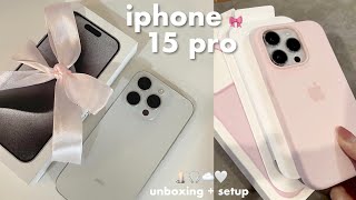 IPHONE 15 PRO ☁ unboxing, set up + accesories haul (white titanium, 256gb) ౨ৎ⋆˚⋆