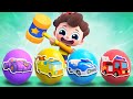 Surprise eggs kids songs  learn colors  five little cars  nursery rhymes  kids songs  babybus