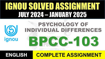 BPCC 103 Solved Assignment 2024-25 || bpcc-103 solved assignment in English || July 2024 to Jan 2025