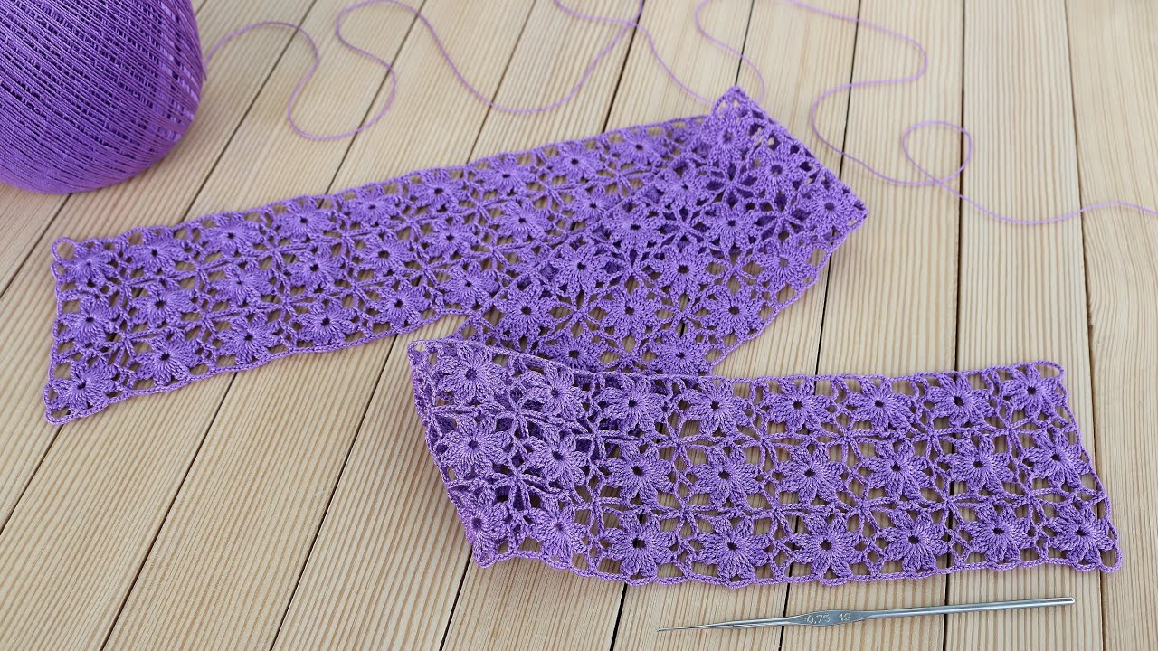 ЛЕНТОЧНОЕ КРУЖЕВО вязание крючком ЦВЕТОЧНОЕ ПОЛОТНО схема узора  Crochet Lace Ribbon flower pattern