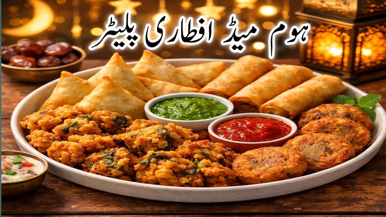 ہوم میڈ افطاری پلیٹر 🌙 سموسے، رولز اور پکوڑا ٹکّی | رمضان اسپیشل افطاری 🤤 کرسپی سموسے، رولز، پکوڑے