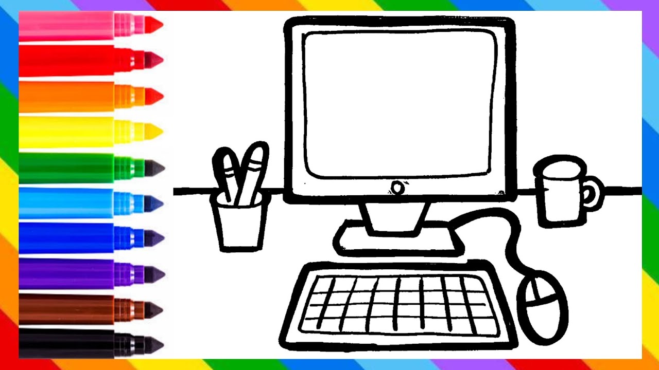 💻🖲🖥⌨️How To Draw A Computer | Step By Step Drawing for kids - YouTube