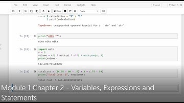 Python - Lesson #4 - Module 1 Chapter 2  - Variables, Expressions and Statements