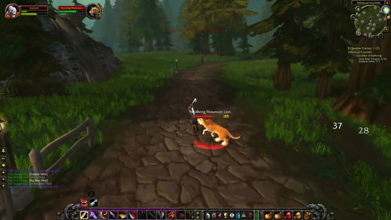 10 Gray Bear Tongues and Creeper Ichor "Elixir of Suffering" Quest - Hillsbrad Foothills WoW Classic